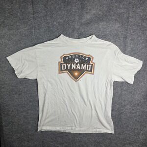 Houston Dynamo Shirt Mens Large White MLS Soccer Adidas Tee Football Graphic